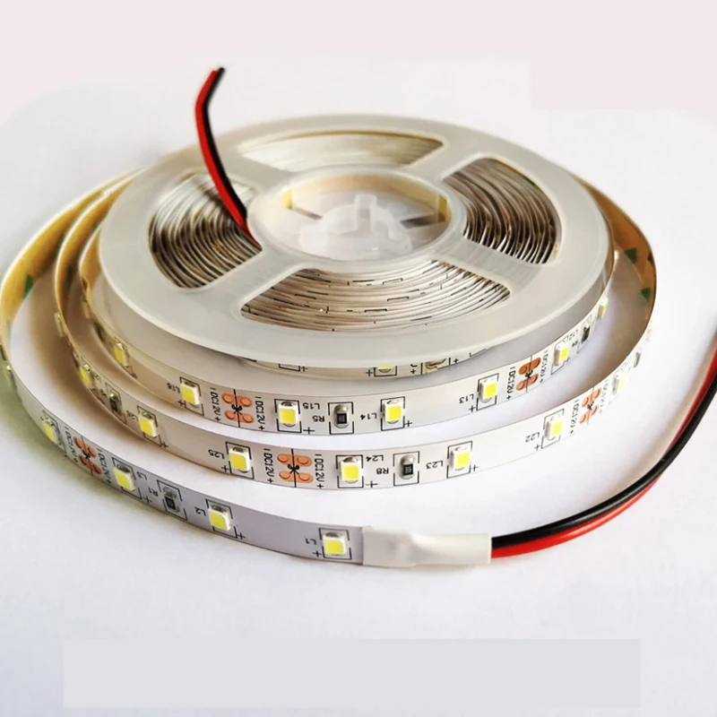 High CRI90 Flexible LED Strips Super Slim DC12V SMD3528 60LEDs Per Meter Non-Waterproof 5mm Width 300lm Per Meter white pcb