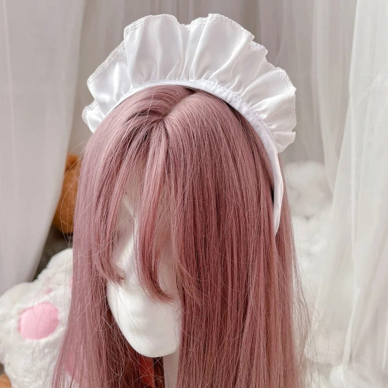 Girls Wide  Headwear White Maid Headband Novelty Sweet  HeadpieceCartoon Anime Cosplay Hair Ornaments Dropshipping