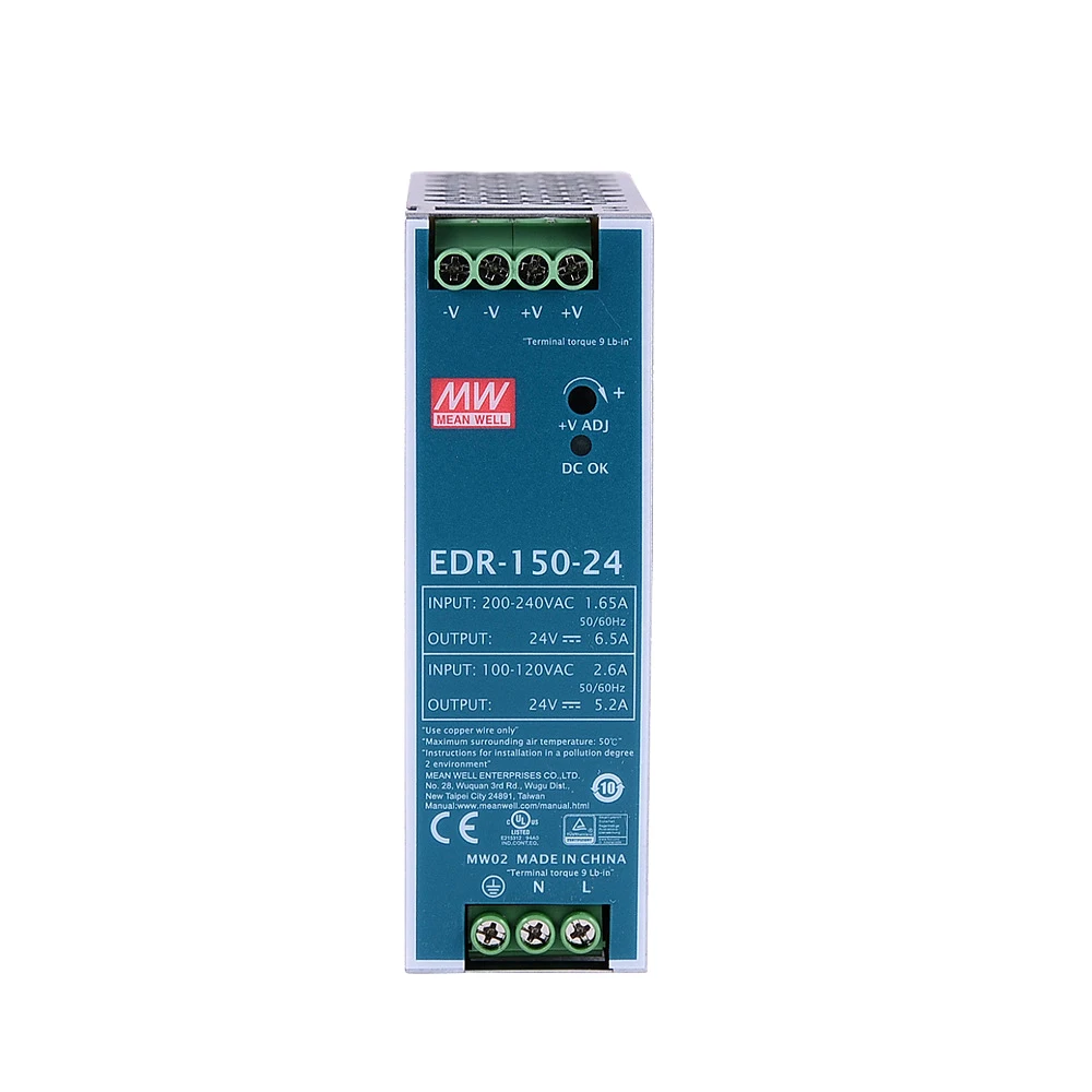 Mean Well EDR-150-24 meanwell DC 24V 5.2A/115VAC/125W 6.5A/230VAC/156W Single Output Industrial DIN RAIL Power Supply