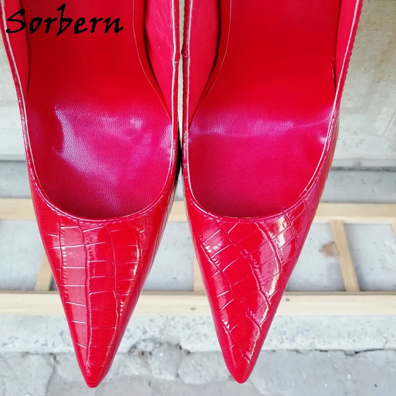 Sorbern Sexy Red Women Pumps High Heel Stilettos Long Pointy Toes Slip On Party Shoes Female Club Footwear For Crossdresser