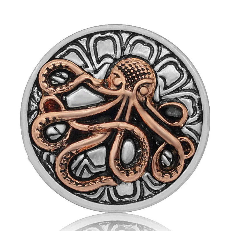Hot Rose golden Patterns Star Spider octopus Starfish 18MM snap buttons fit DIY 18MM snap bracelet snap jewelry Gift
