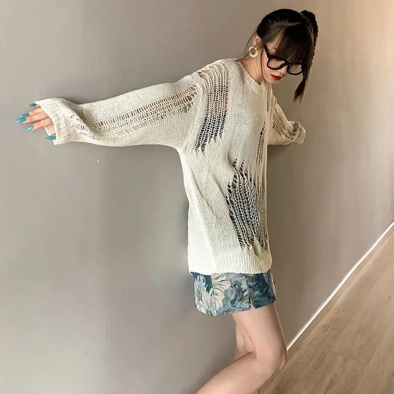 Sweaters Women Loose Casual Fashionable O-Neck Knitting Solid Simple Korean Style Chic Daily Autumn Trendy Long Sleeve Pullovers