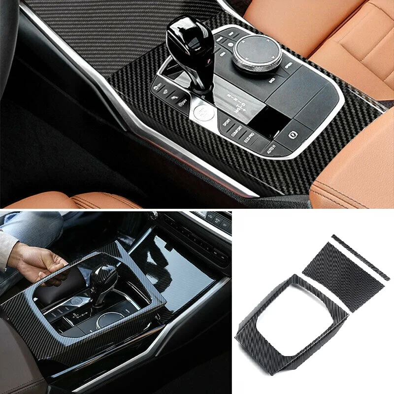 

Dry Carbon Fiber Car Center Console Gear Shift Frame Cover Trim Fit For BMW 3 Series G20 G28 2019-2021