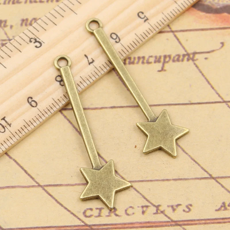 10pcs Charms Magic Wand 48x14mm Tibetan Bronze Silver Color Pendants Antique Jewelry Making DIY Handmade Craft