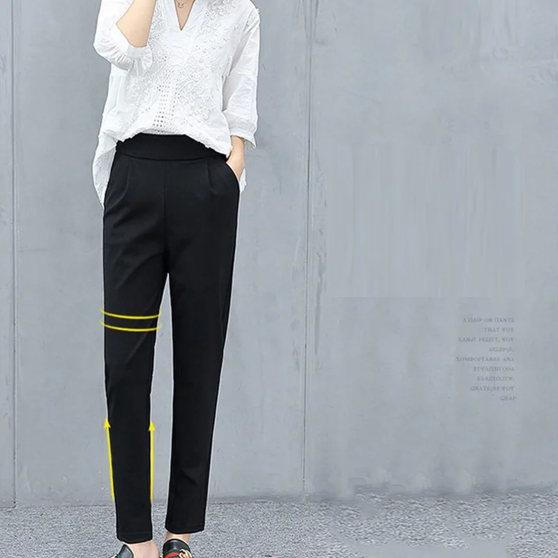 Autumn Winter Work Pants Women Office Casual Trousers Female Black Elastic Waist Lady Career Korean Harem Pants Mujer Pantalon