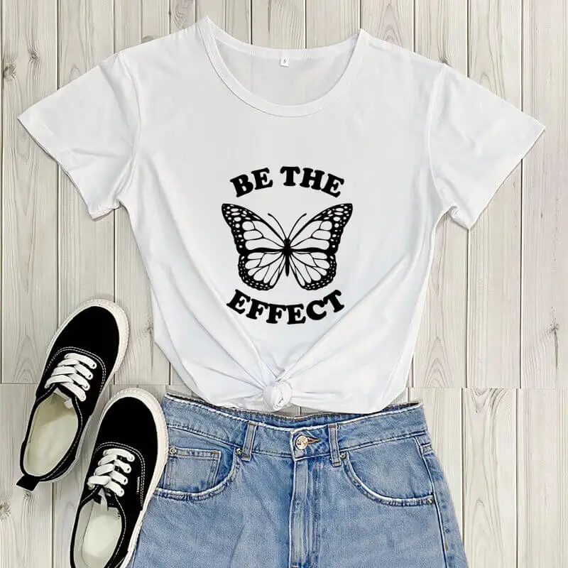 Be The Butterfly Effect Shirt New Arrival Summer 100%Cotton Funny T Shirt Monarch Butterfly Shirts Gift for Teachers Group