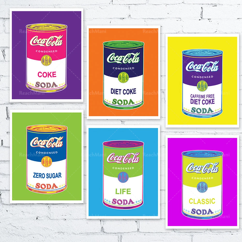 Season 6 Fine Art Prints of Coke Concentrated Soda Cans-Multiple Colors-Andy Warhol Campbell Soup