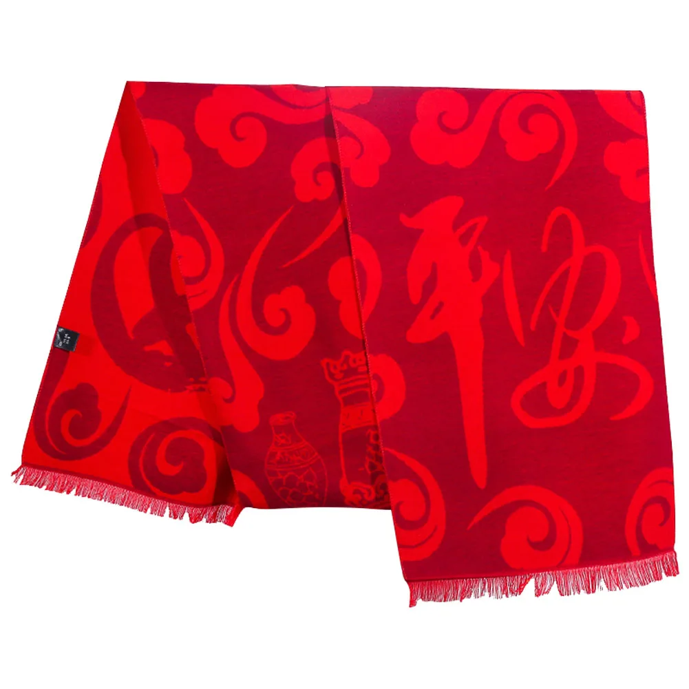 

Зимний шарф для мужчин и женщин, Модный китайский красный мужской шарф, длинные шарфы, аксессуары для одежды, шаль на удачу, однотонный новый год