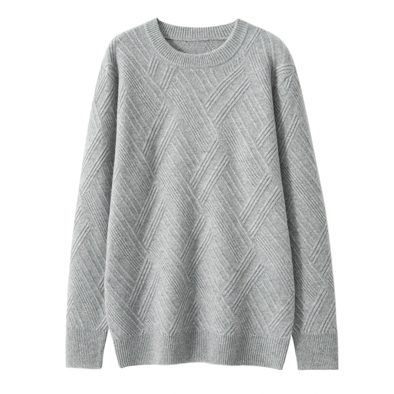 2021 100% Goat Cashmere Knitting Sweaters Men  Autumn New O-Neck Oversize Couple Casual Thicker Tops