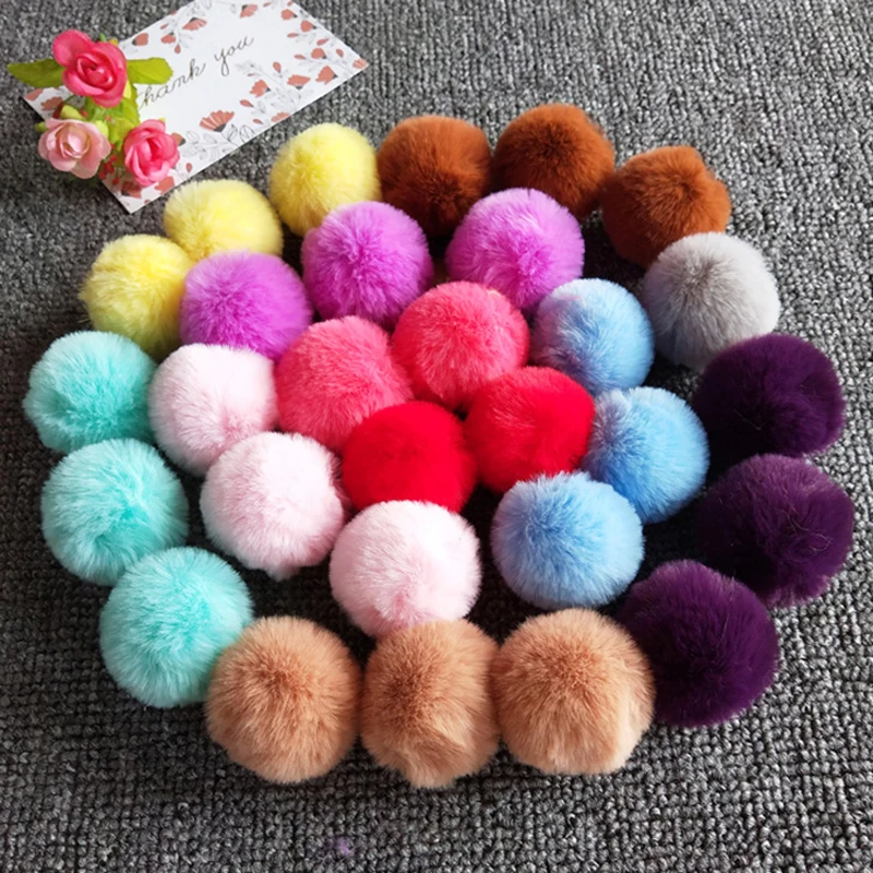 5Pcs Natural Fox Fur Ball Creativity Key Chain Pom Multi Color Luxury Fur Pom DIY Handicraft Crafts Clothing Kids Toys 4cm Acces