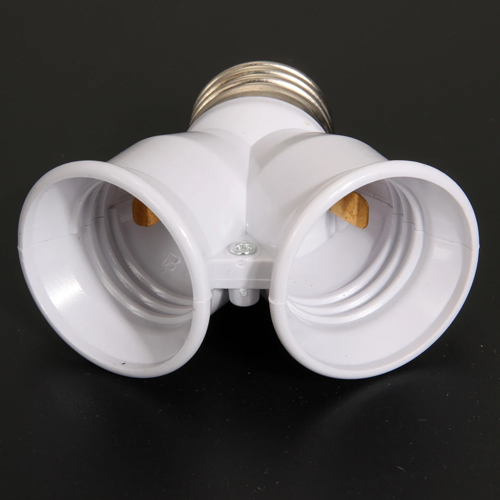 2 In 1 Double E27 Socket Base Extender Splitter Converter Plug Halogen Light Lamp Bulb Holder Copper Contact Adapter