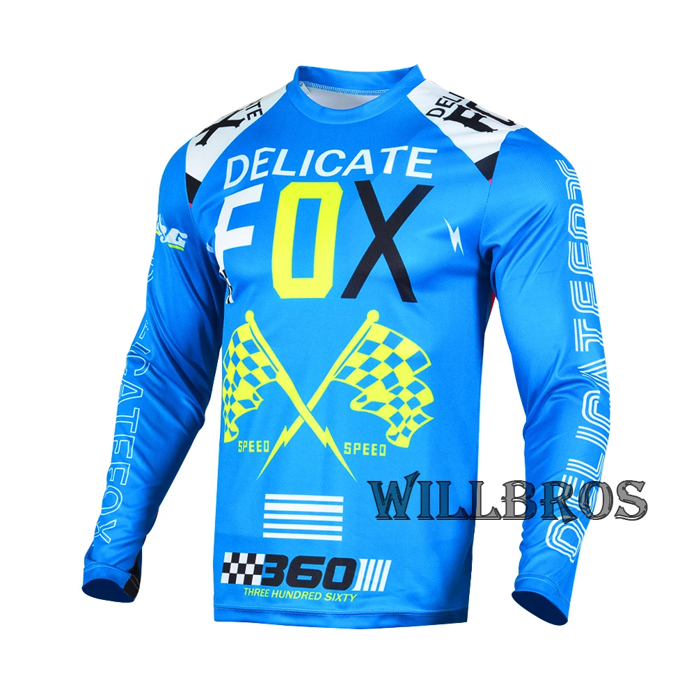 

Delicate Fox 360 Rohr Blue Men's Jersey Motocross Scooter ATV Dirt bike Offroad Racing BMX MX DH