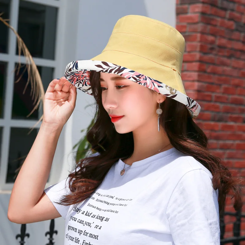 Women\'s Bucket Hat Double-sided Fisherman Hat Fashion All-atch Four Seasons Hat Big Brim Sun Visor Women\'s Panam Basin Capa K34