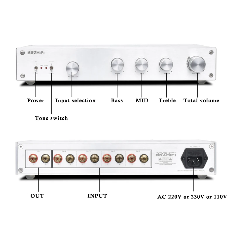 HIFI Stage Amplifier Tone tune Audio Home preamplifier FV-2020 OP AMP preamp LME49710 JRC5534 AD797 OPA627BP MUSES03