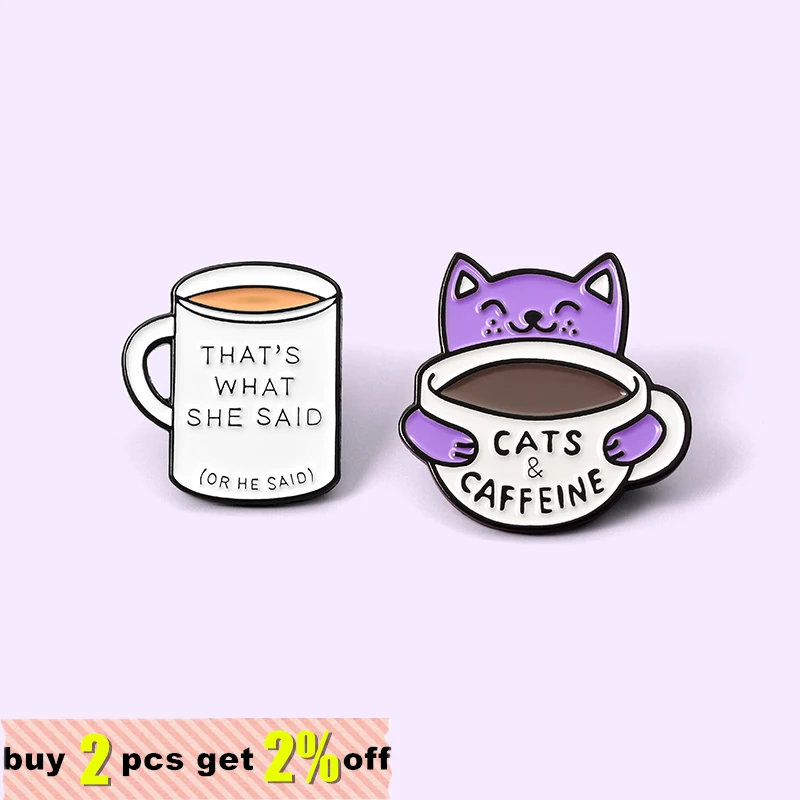 Coffee Book Enamel Pins Cat Cafe Reading Badge Hedgehog Animal Brooches Lapel Pin Shirt Jewelry Gift for Kids Friends Wholesale