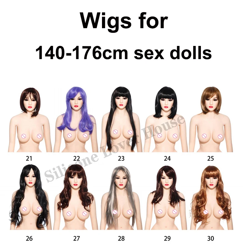 Beautiful Hair and Wigs for Real Silicone Sex Dolls with various height body use various type Wig