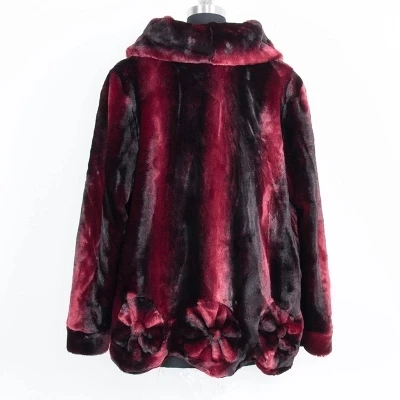 Top brand Long Winter Medium Wine Red Plus Size Fur Coat  high quality