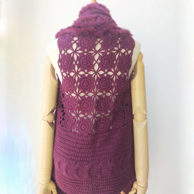 2019 Gilet in vera pelliccia di coniglio lavorato a maglia autunnale femminile Casual Autunno Donna Gilet in vera pelliccia Vendita in stock come prezzo economico