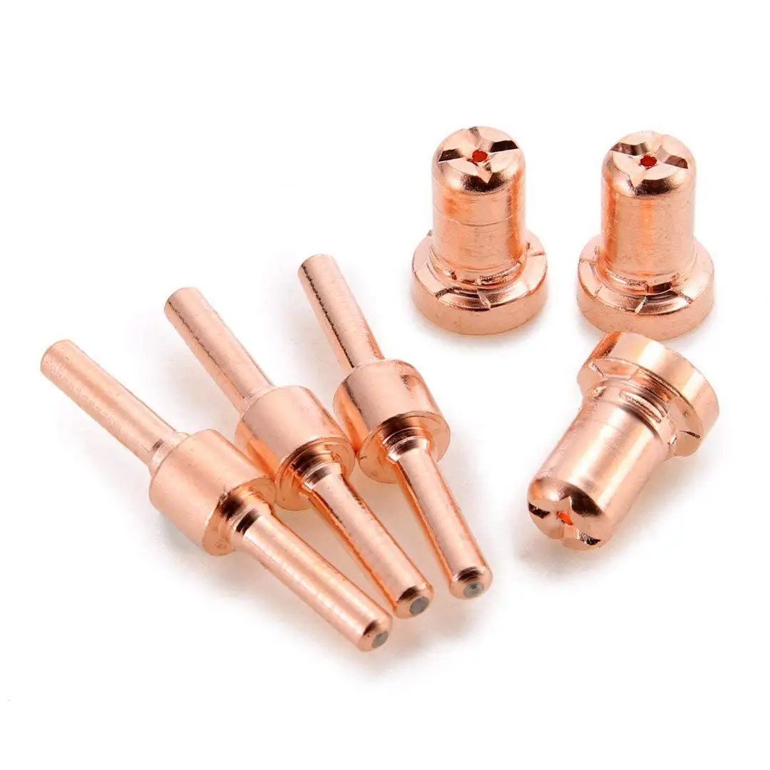 60pcs Red Copper Extended Long Plasma Cutter Tip Electrodes/Nozzles Kit Mayitr Consumable For PT31 LG40 40A Cutting Welder