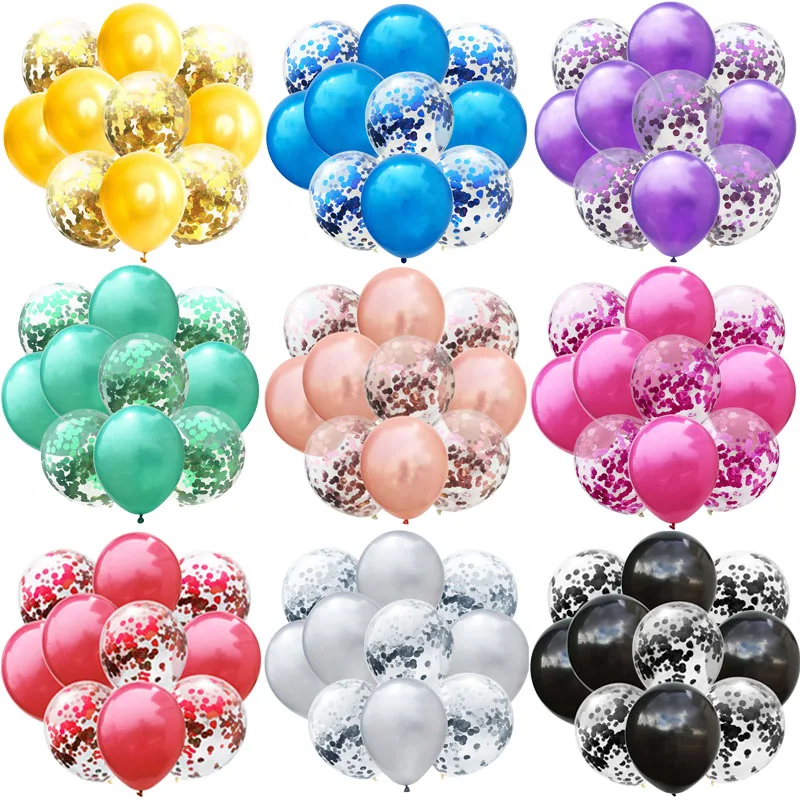 10pcs/lot Glitter Confetti Latex Balloons Romantic Wedding Decoration Baby Shower Birthday Party Decor Clear Air Balloons