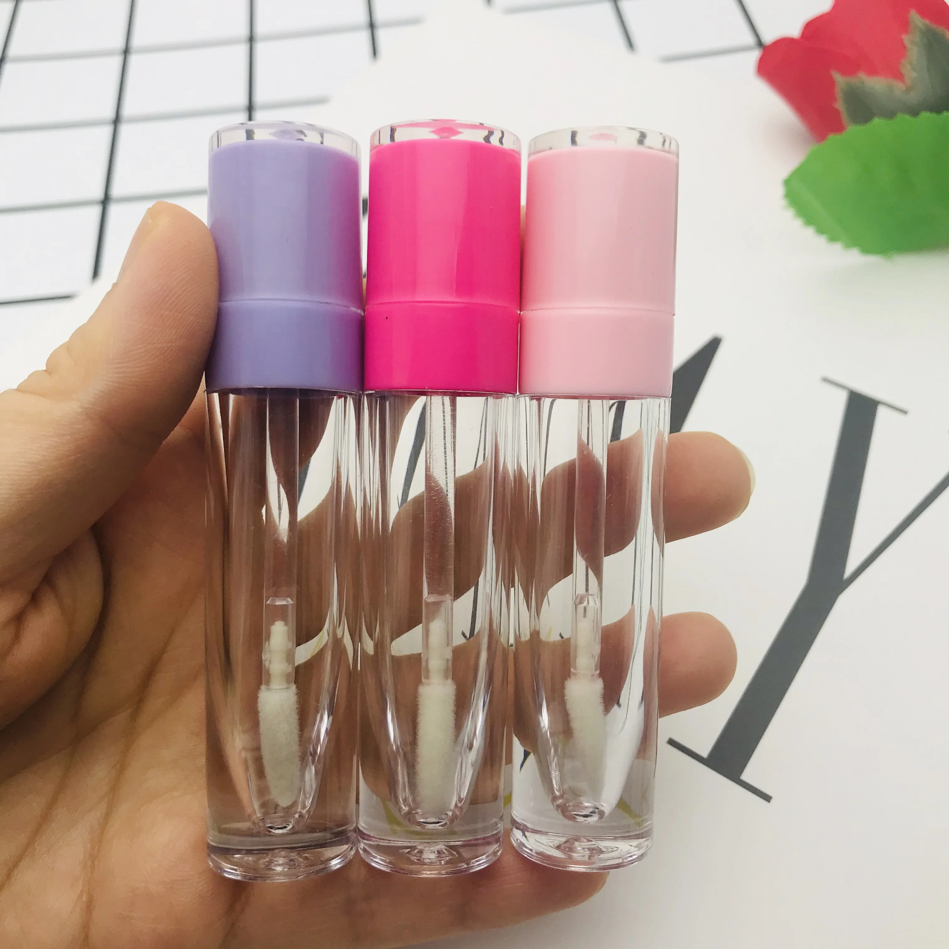 Großhandel 5ml Leere Lipgloss-Tuben mit Baby-Pink-Kappe AS Lipglaze-Behälter Verpackungsflasche Lippenstift Make-up – Detail 22