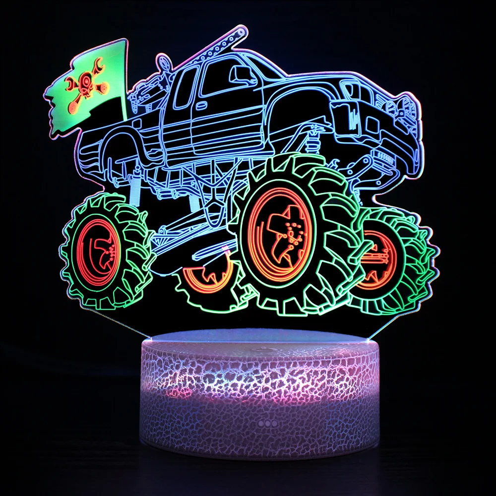 3D Car Acrylic Table Lamp Colourful LED Lights For Home Room Decor Touch Remote Control Timing Night Lights Holiday Gift