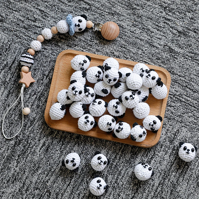 10pc baby teether animal Crochet beads wooden rodent teething bracelet plush rabbit Accessories Pacifier chain gym baby products