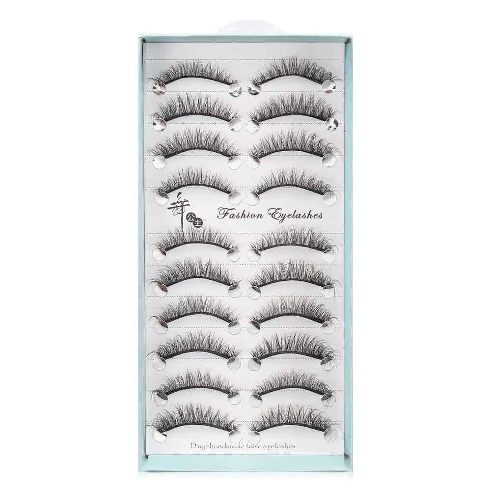 

10 Pairs Women Beauty Cross Short Volume Eyelashes Natural Soft Fluffy False Lashes 6D Faux Mink Hair