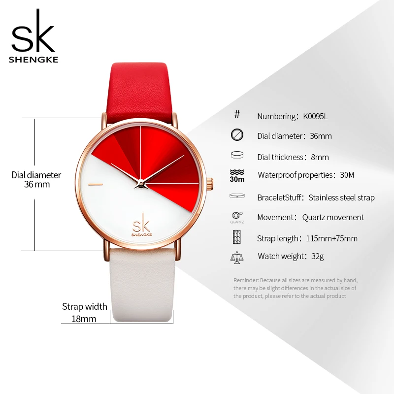 Shengke Fashion Women Dual Color Faux Leather Strap Round Dial Analog Quartz Wrist Watch Simple Quartz Watch Dating Gift Watch