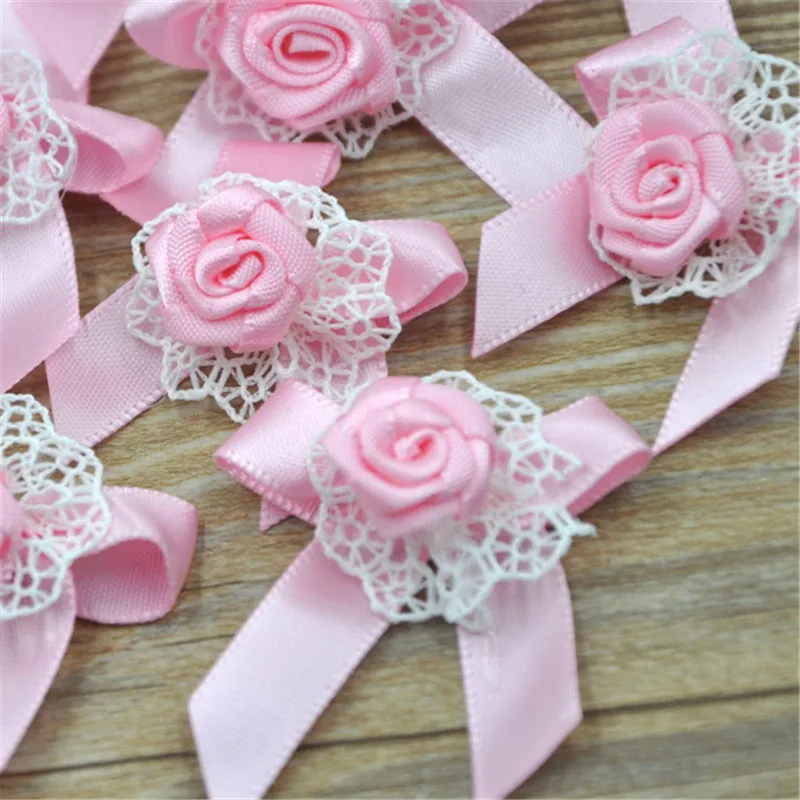 24 pcs 40mmX35mm Mix Color Ribbon flowers DIY appliques Apparel Accessories garment supplies A035