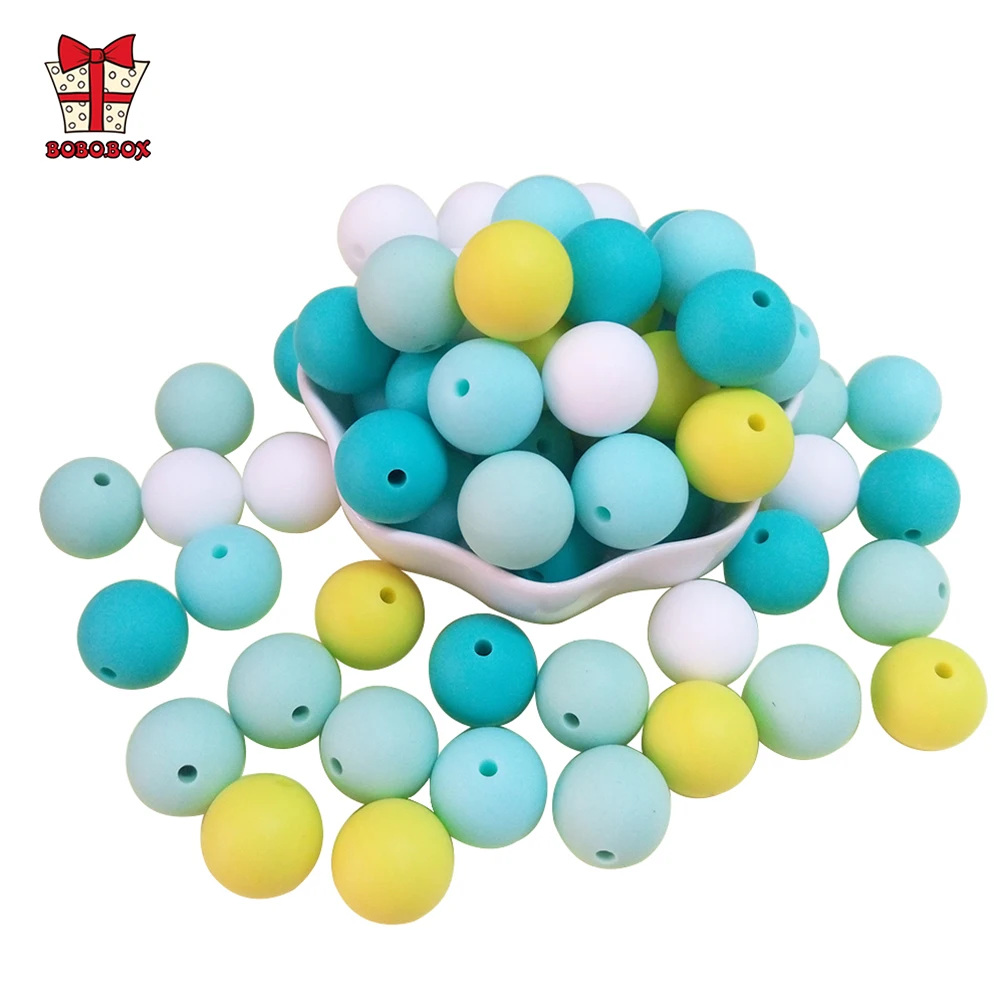 BOBO.BOX 30pcs Round Silicone Beads 15mm Baby Teething Toy Food Grade DIY Pacifier Chain Clips Tools Baby Teether Gift BPA Free