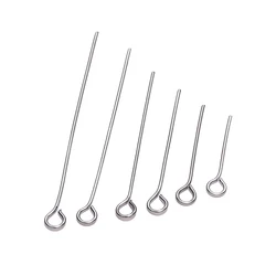 100pcs 20 25 30 35 40 45 50 mm Stainless steel Eye Pins Findings Eye Head Pins For Jewelry Making Supplies DIY Craft Accessories