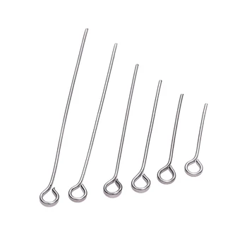 100pcs 20 25 30 35 40 45 50 mm Stainless steel Eye Pins Findings Eye Head Pins For Jewelry Making Supplies DIY Craft Accessories