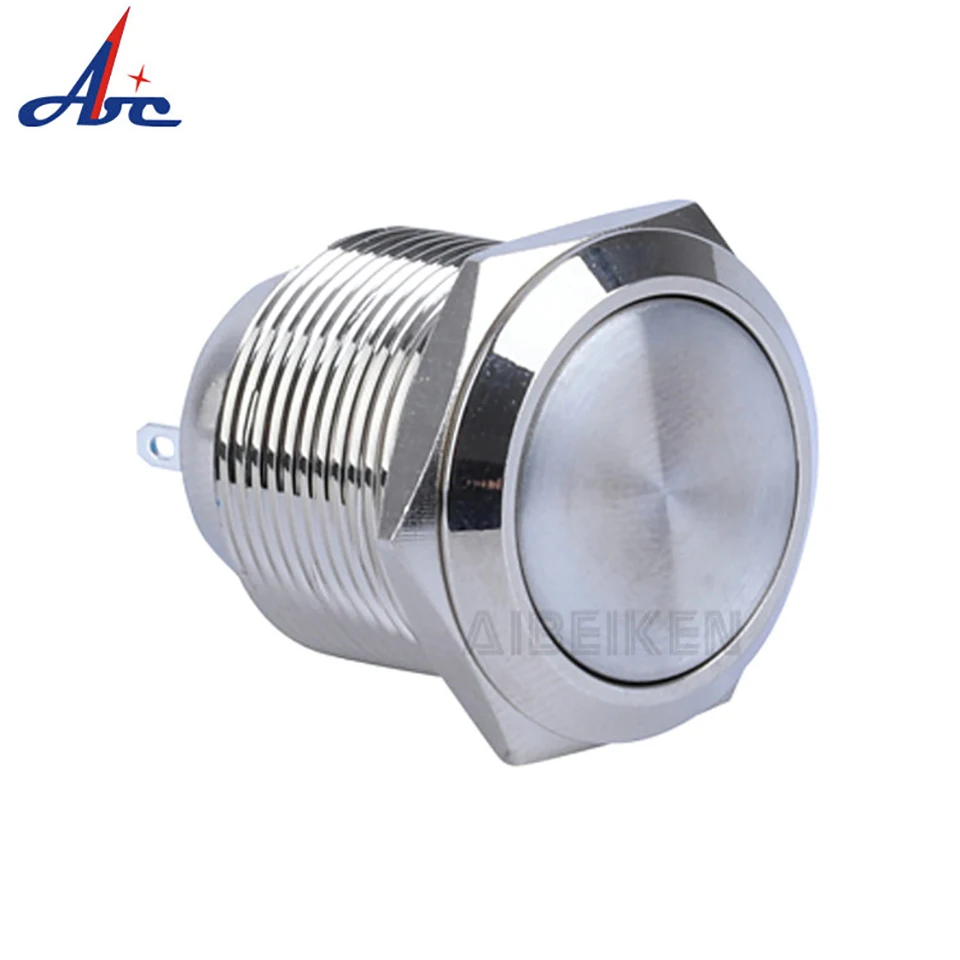 

19mm ON OFF IP65 Waterproof Flat High Flush 1NO Short Latching Metal Self Lock Push Button Switch