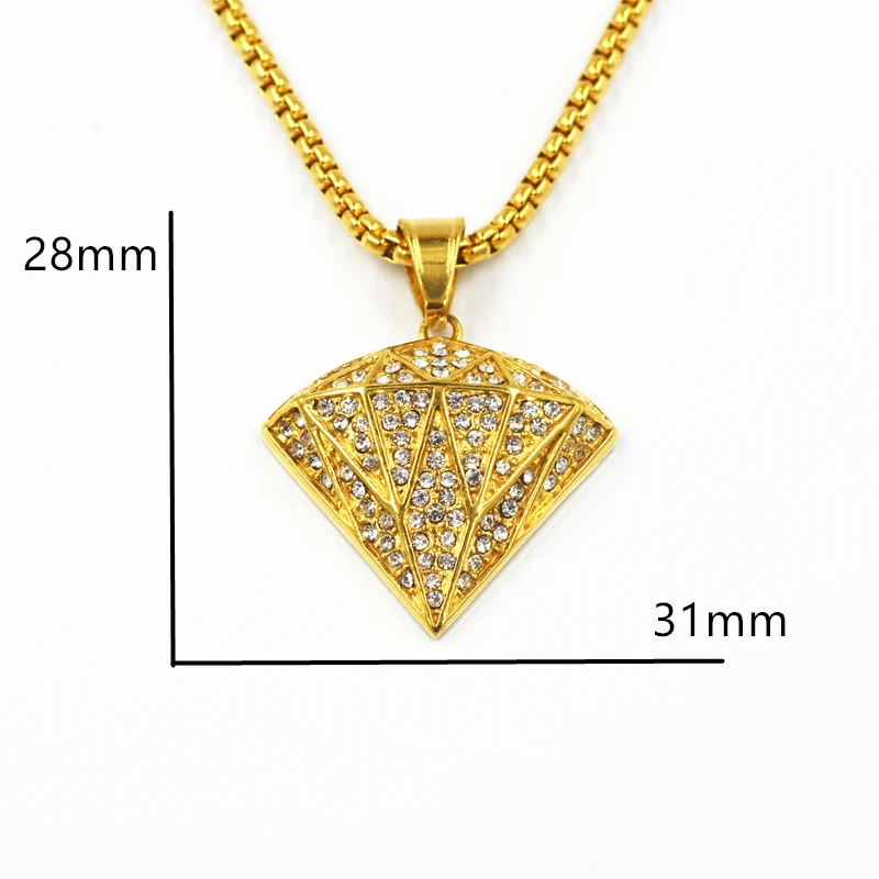 Hip Hop Men's Inlaid Hand Pendant Necklace with rhinestone Unisex Party Nightclub Charm Stainless Steel Essential Necklace