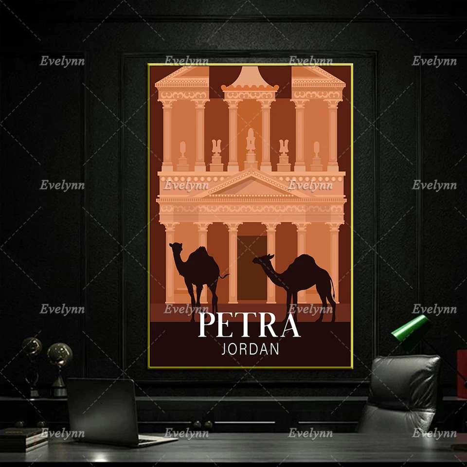 Petra Travel Poster, Jordan Travel Print,Retro Jordan Print, Petra Wall Art, Jordan Travel Poster,Home Decor Canvas Unique Gift