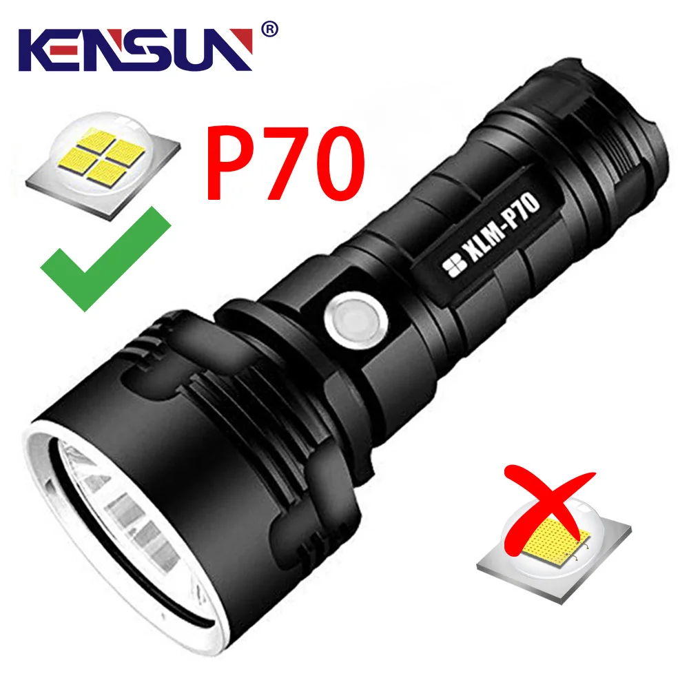 P70 Led Edc Aluminum Miniature 10000 Lumen Electric Camping Flash Rechargable Super Bright Searchlight Torch Light Flashlight