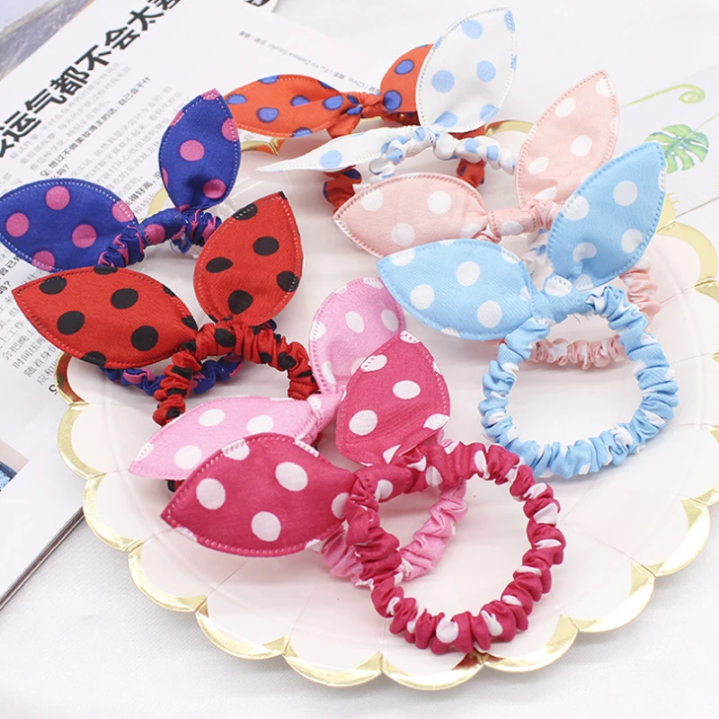 20PCS Mix Rabbit Ears Elastic Hair Bands For Girls Fashion Bowknot  Ponytail Holder For Hair Accessories Headwear Hair Ties