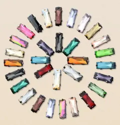 More colors glass Crystal 5x10 5x15 7x21 mm Baguette shape with claw settings Sewing on rhinestone beads handicraft diy
