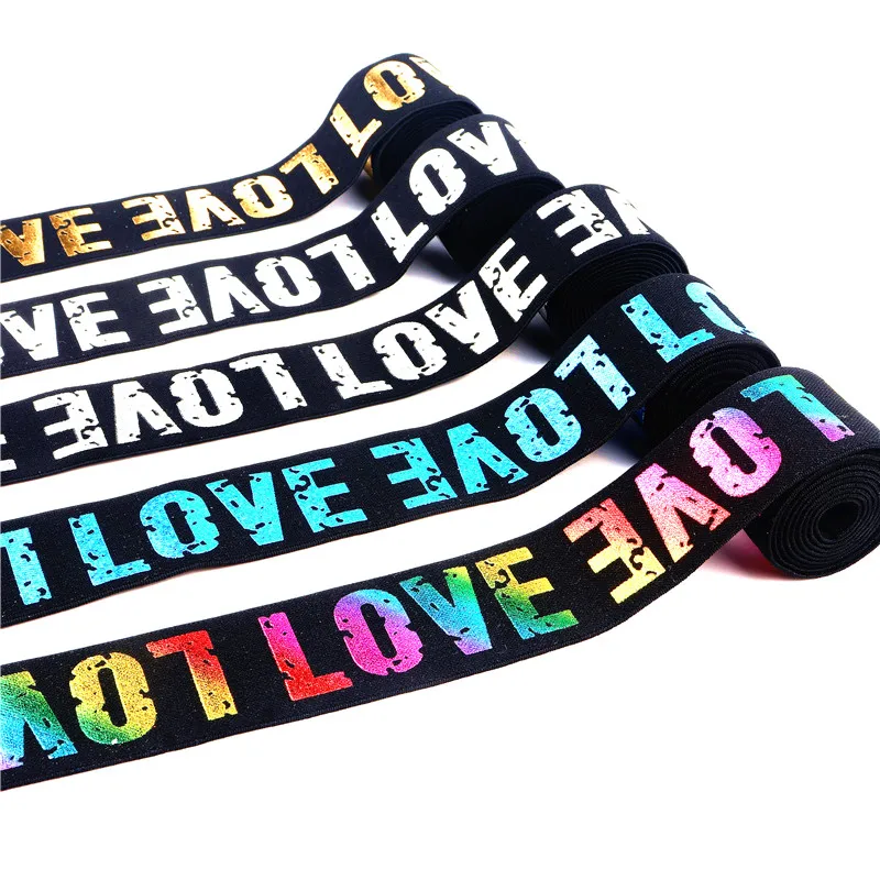 2/2.5/3/4cm Elastic Band LOVE Alphabet Jacquard Rubber Band Waistband Elastic Trousers Webbing DIY Sweing Accessories 1Meter