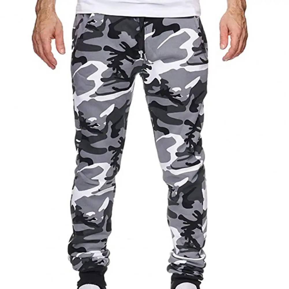 Men Cargo Pants Trousers Jogger Camouflage Printed Ankle Banded Mid Waist Casual Pants for Autumn