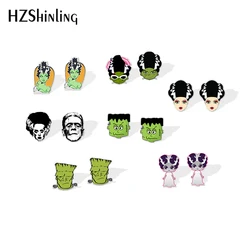 2019 New Frankenstein Monster Art Resin Earrings Bride Of Frankenstein Earrings Halloween Epoxy Earring