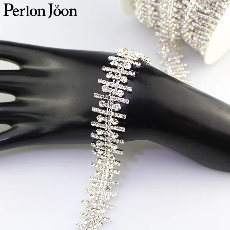 Pai need banding rhinestones trim Ribbon crystal metal chain for dress, bag, shoes accessories ML019