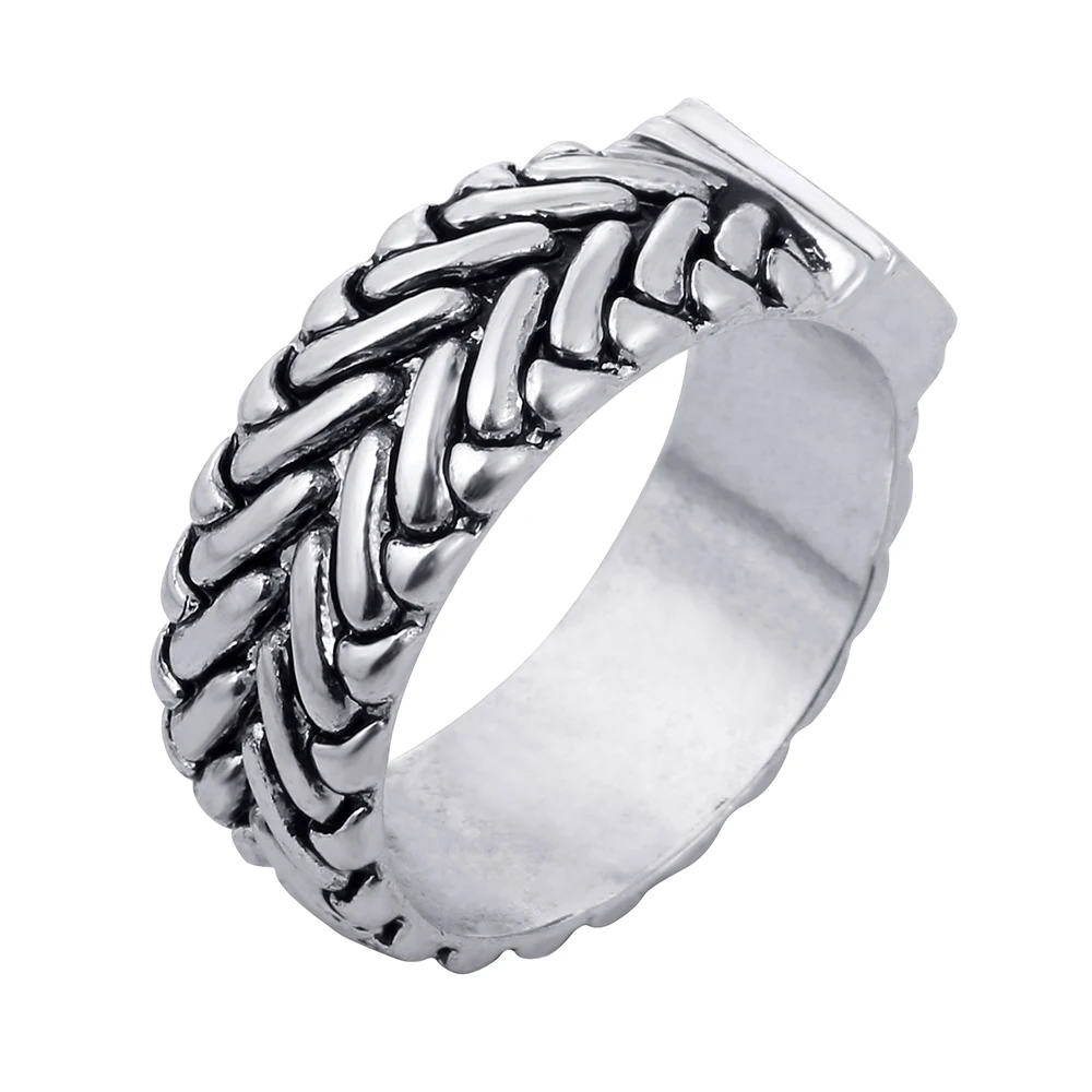 New Plated Buddha Ring Lightning Round Ancient Silver color Man\'s Spin Chain Ring for Cool Man Woman Fashion Jewelry