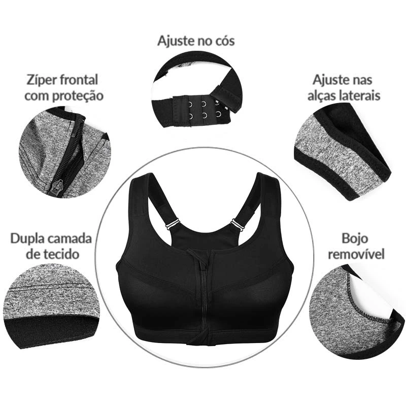 1PC 5XL Women Zipper Push Up Sports Bras Vest Underwear Shockproof Breathable Gym Fitness Athletic Running Sport Tops