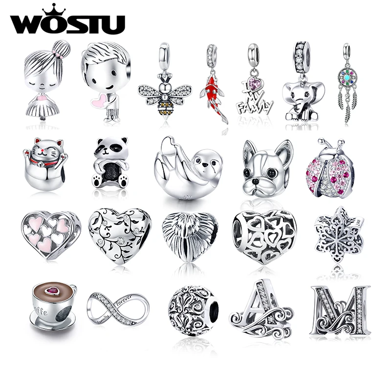 WOSTU Environmental Alloy Hot Sale Coffee Boys Girls Beads Charms Pendants Fit Bracelets Women Fashion Jewelry Making DIY Gift