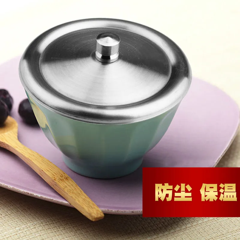 Kitchen Drinkware Accessories Stainless Steel Leak proof dust Bowl Cup Lid Cover 2pc/lot