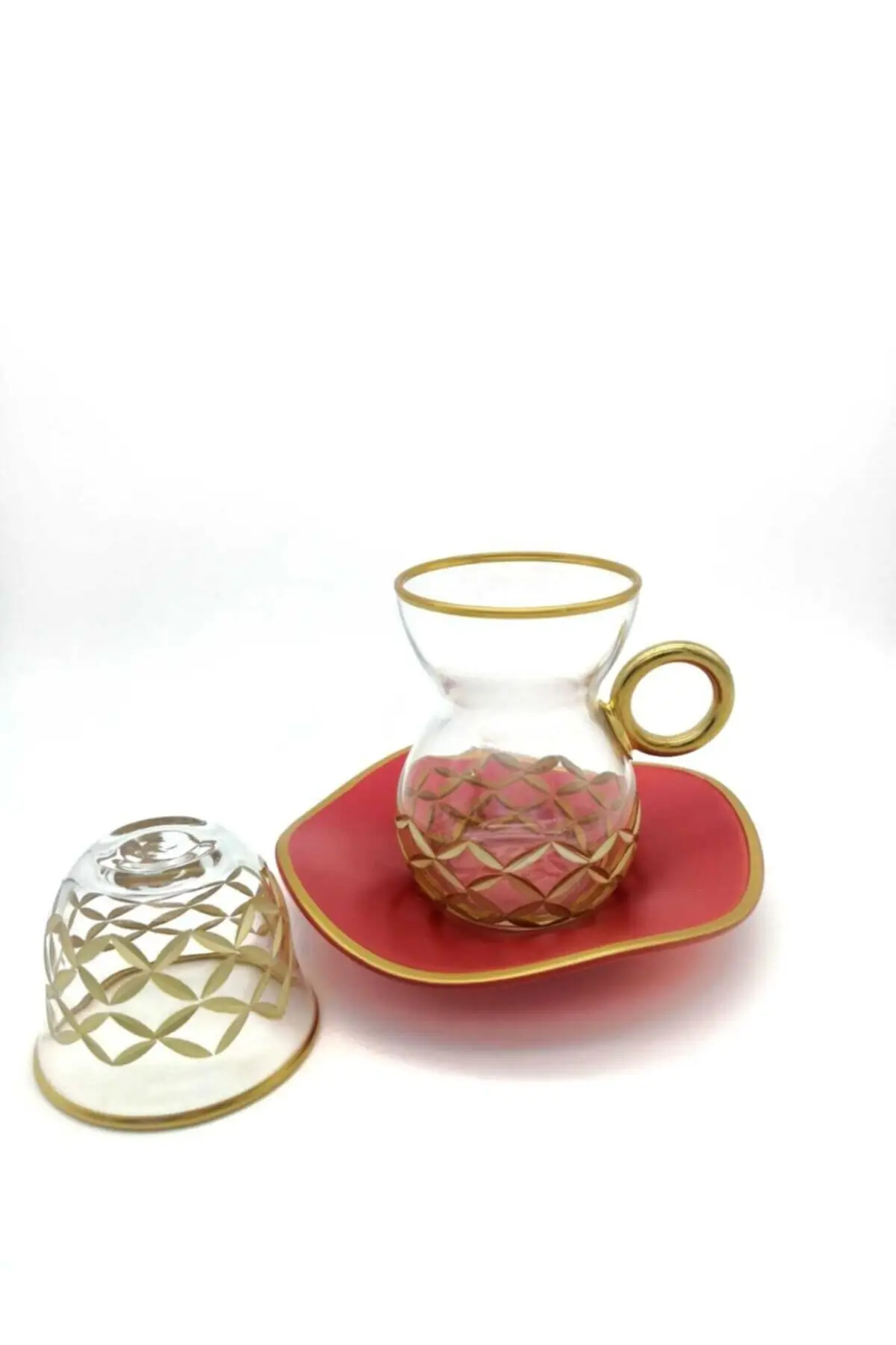 Uras 18 Piece 6 Personality Decorated Cutout Tea Team English Tea Cup Glass Cup