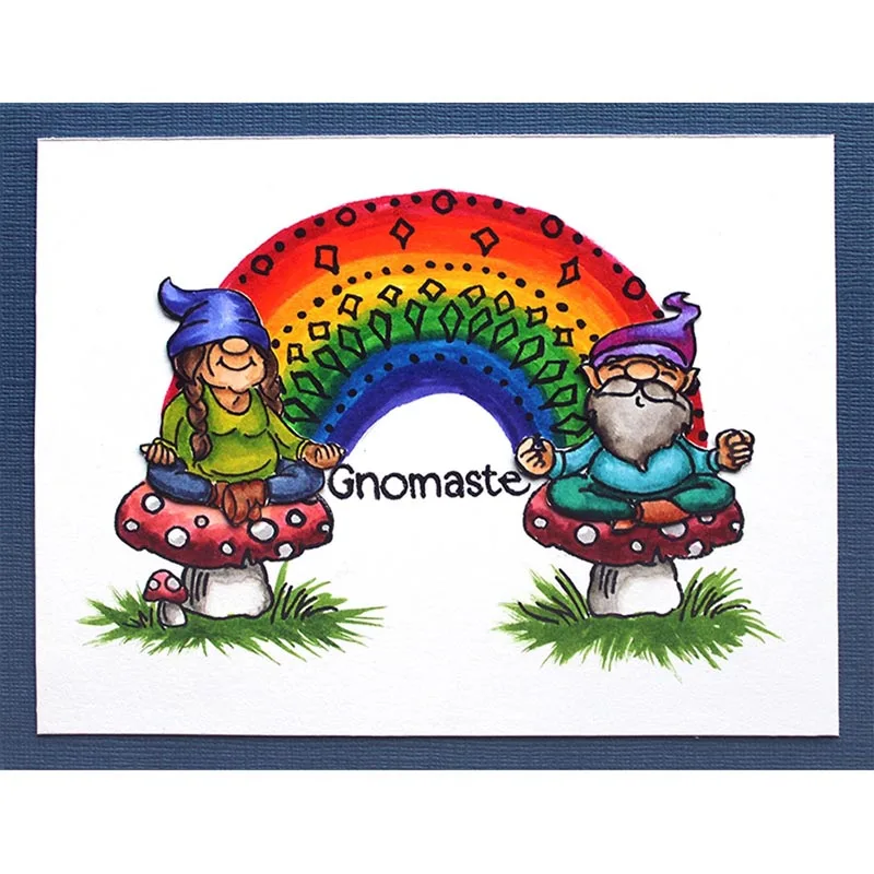 Happy Gnomes Cute Animals Grape Wine Coffee Sentences Cutting Dies with Stamps Set for DIY Scrapbooking Crafts Cards 2020 New