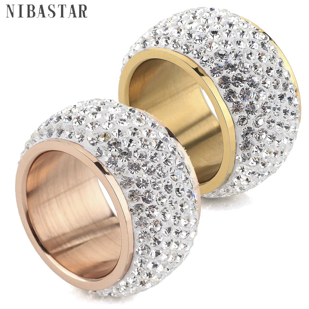 High Quality Wedding Ring Rose Gold-Color Stainless Steel With Austrian Crystals Rings For Women Wedding Jewelry